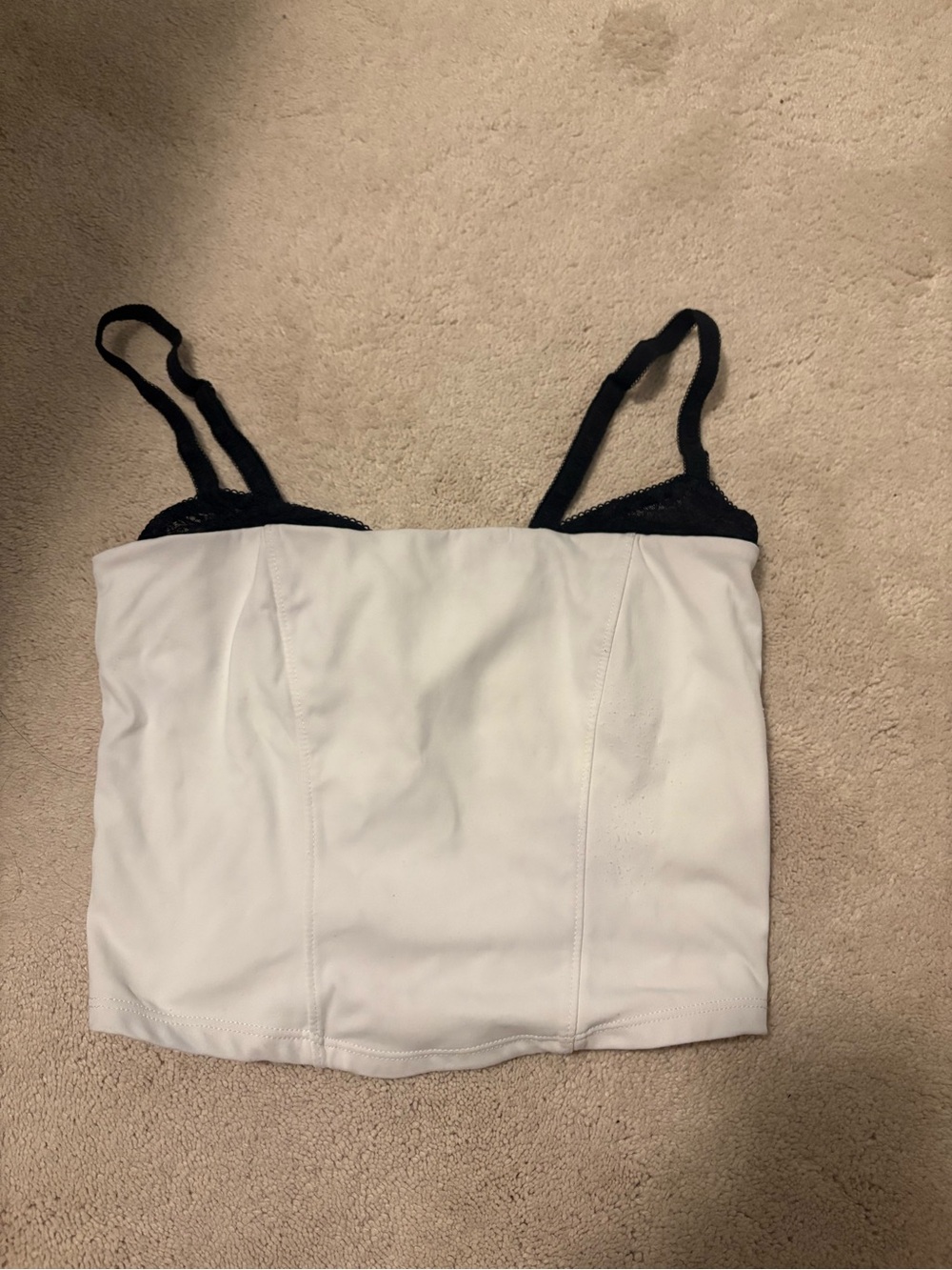 Garage White Tank Top with Black Straps